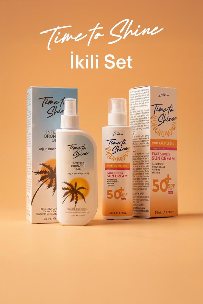 50 Spf Güneş Koruyucu Krem + Bronzlaştırıcı Yağ Seti