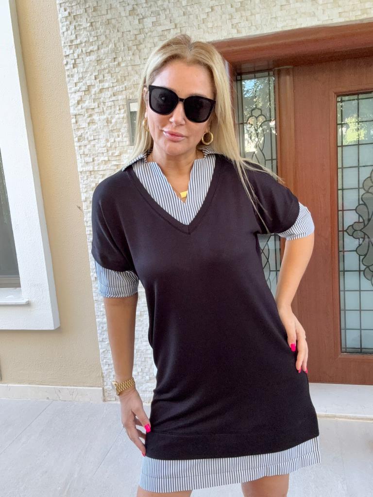 Anchor Siyah Gömlek Elbise