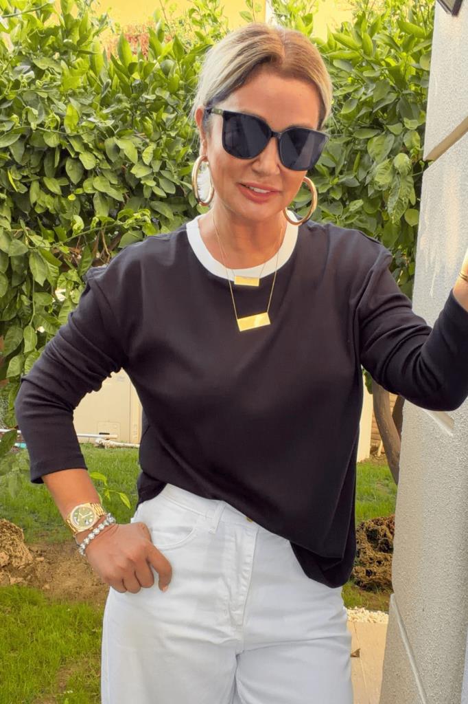 Ashley Biyeli İthal Modal Kumaş Basic Bluz Siyah