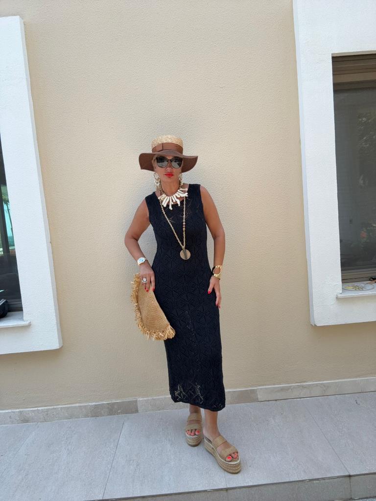 Bells Siyah Astarsız Triko Örme Elbise