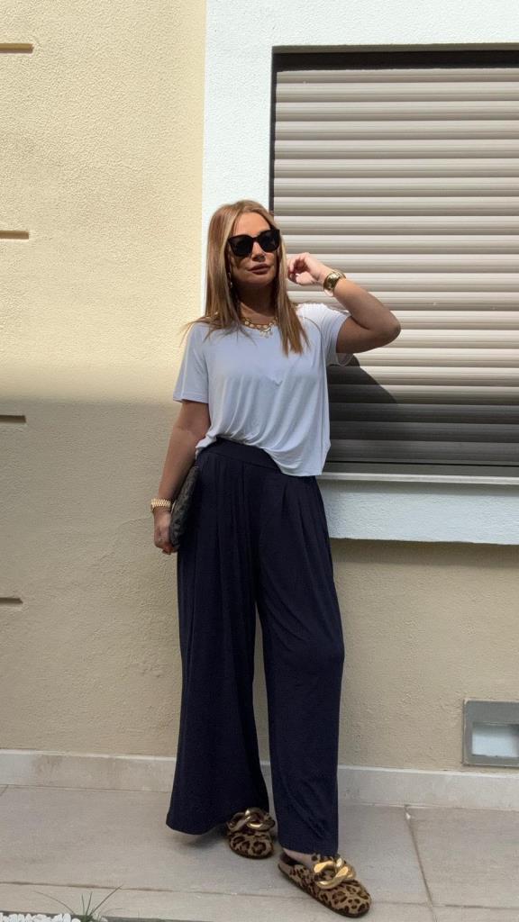 Bewo Lacivert Palazzo Pantolon