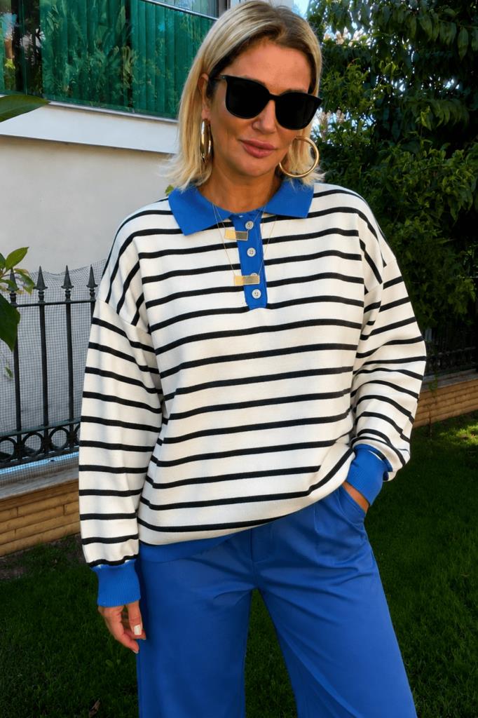 Bexy Lacos Yaka Triko Saks