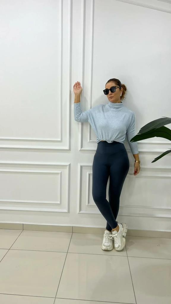 Bir Beden İnce Gösteren Antrasit Tayt