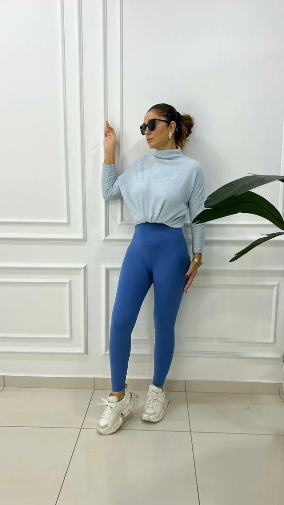 Bir Beden İnce Gösteren İndigo Tayt