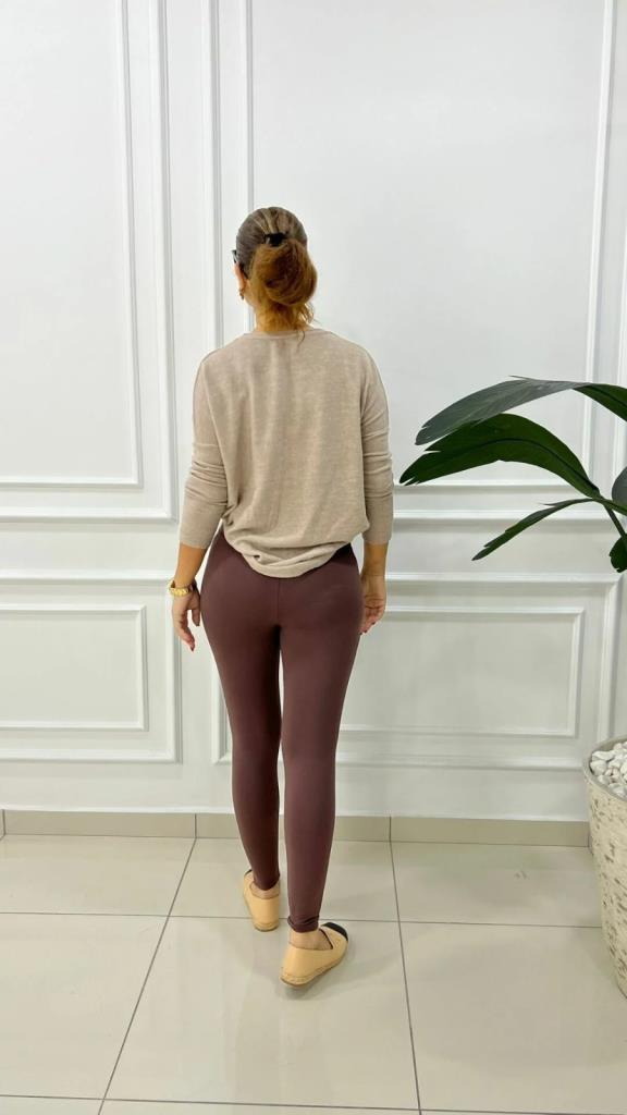 Bir Beden İnce Gösteren Kahverengi Tayt