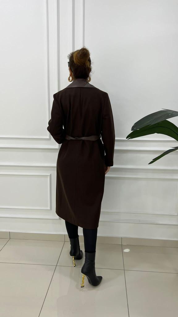 Breysa Kadın Kahve Deri Kaşe Kaban