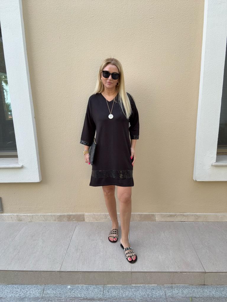 Caffe Siyah Payetli Elbise