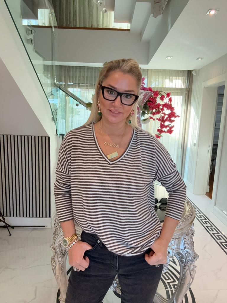 Clista Ekru-Kahverengi Çizgili Triko
