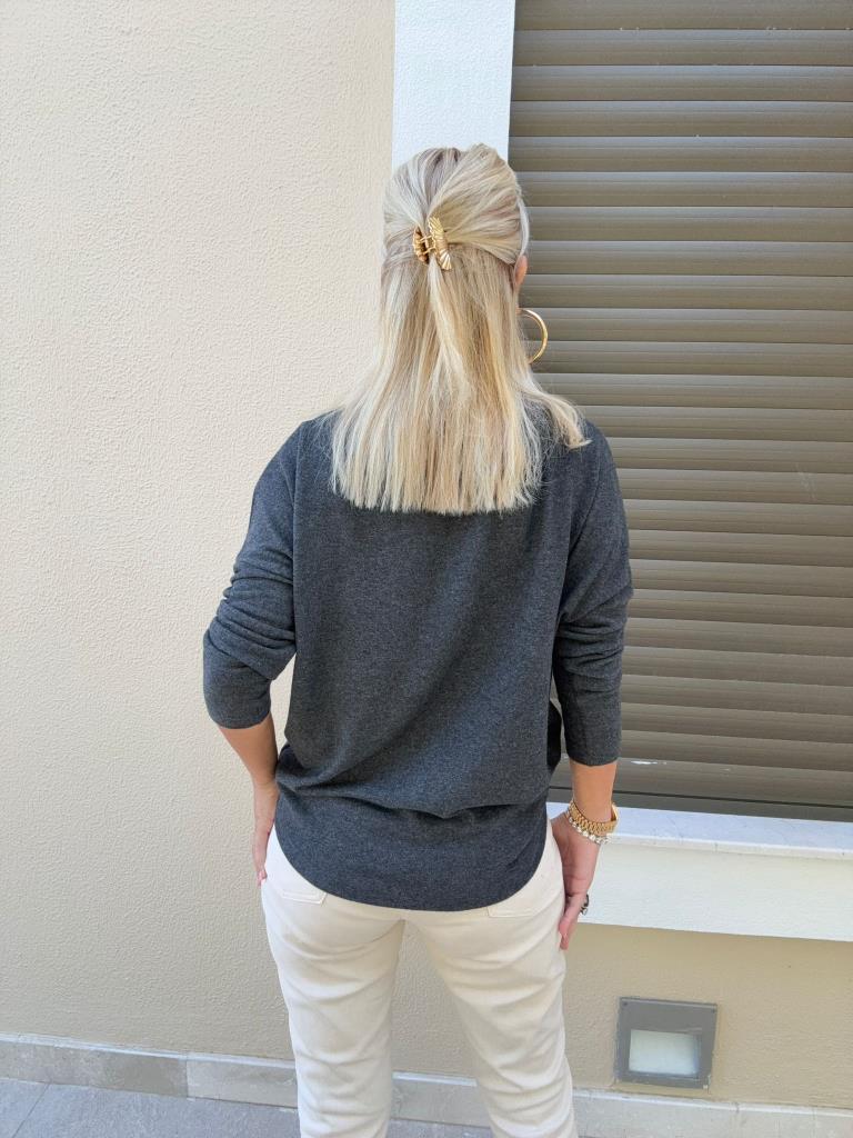 Clista V Yaka Antrasit Triko