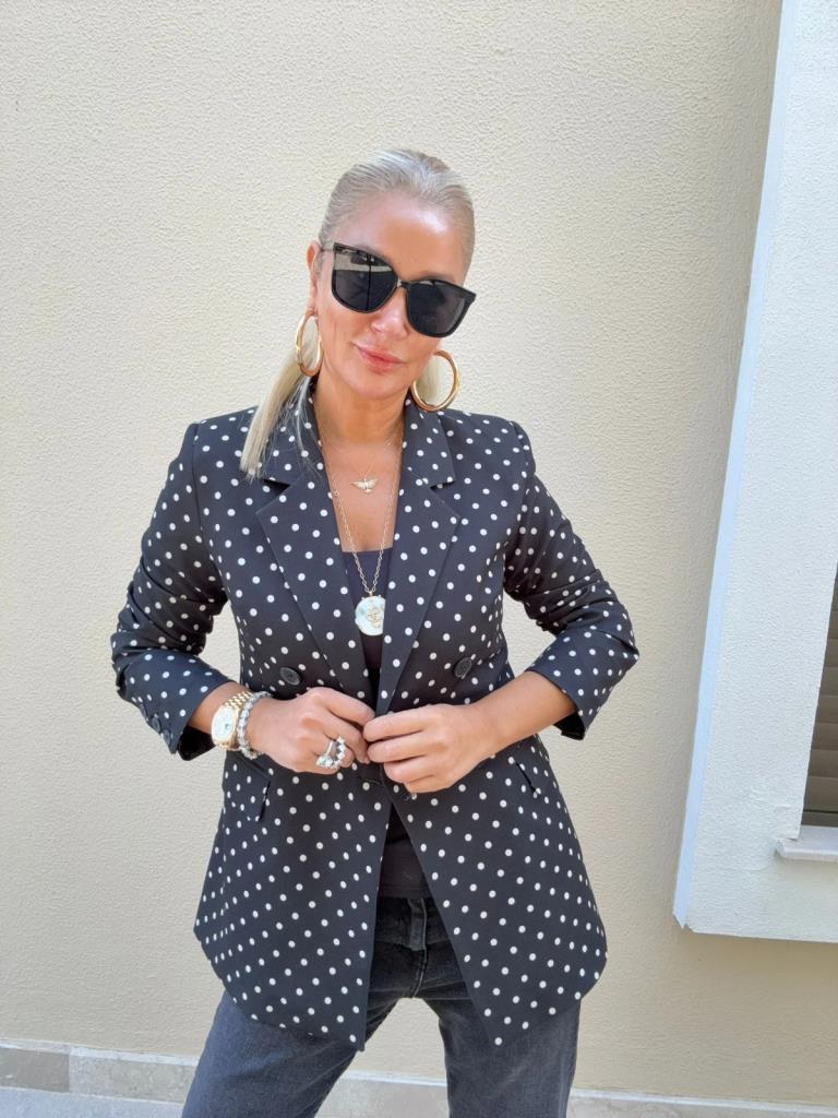 Deck Siyah Puantiyeli Blazer