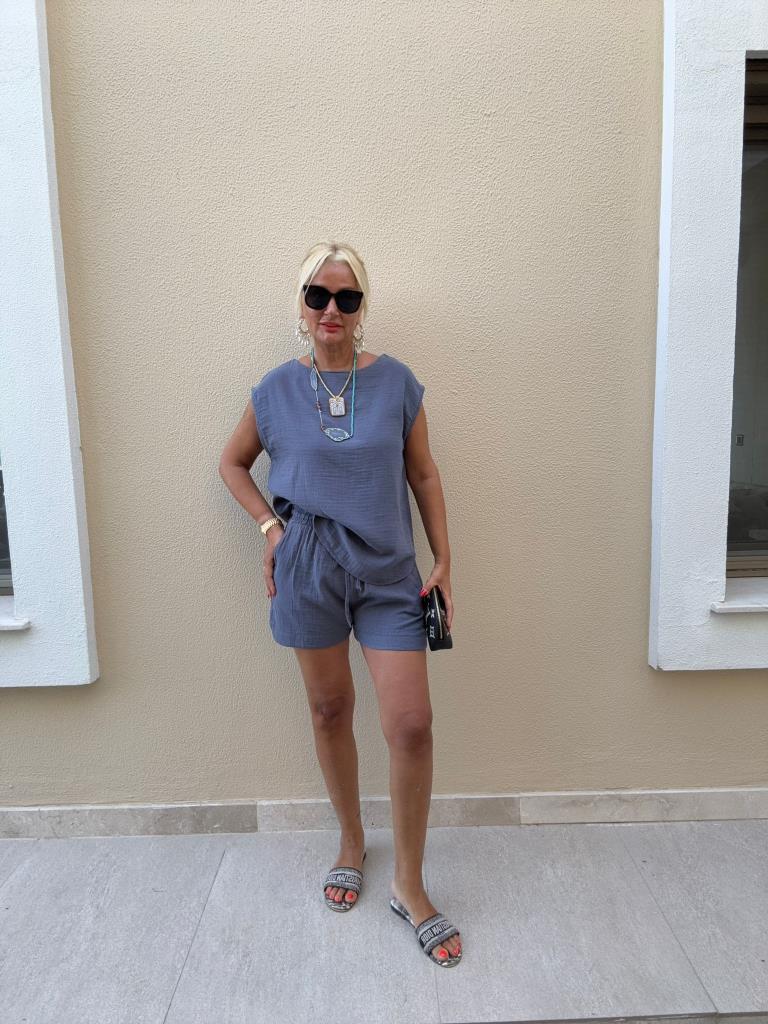 Diles İndigo Şortlu Takım