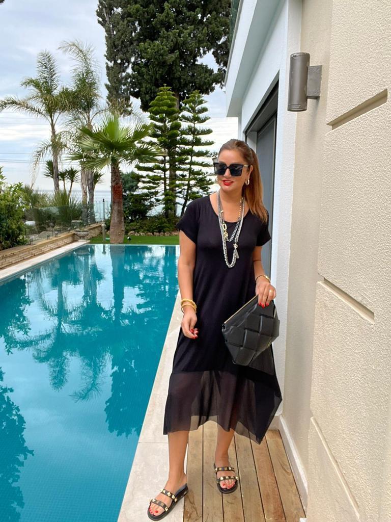 Edga Kadın Siyah Midi Elbise