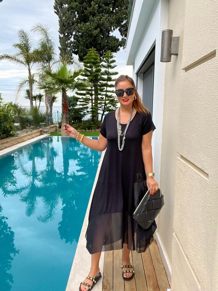 Edga Kadın Siyah Midi Elbise