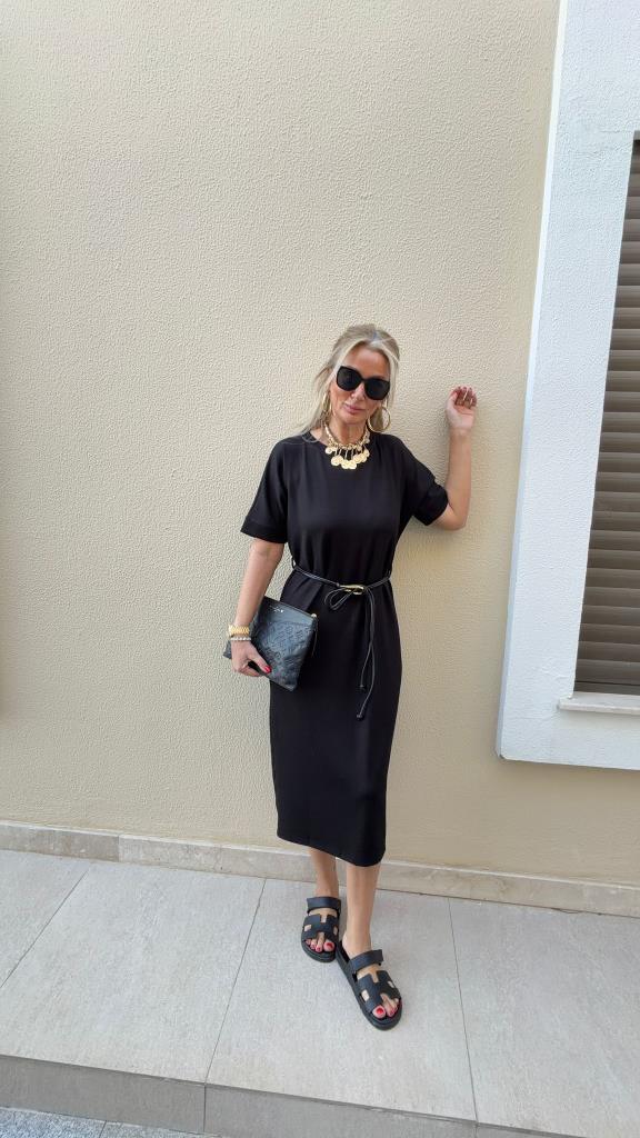 Elegant Belt Siyah Elbise