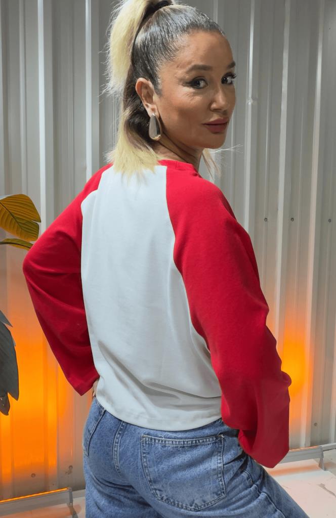 Firka Garnili Modal Bluz Kırmızı