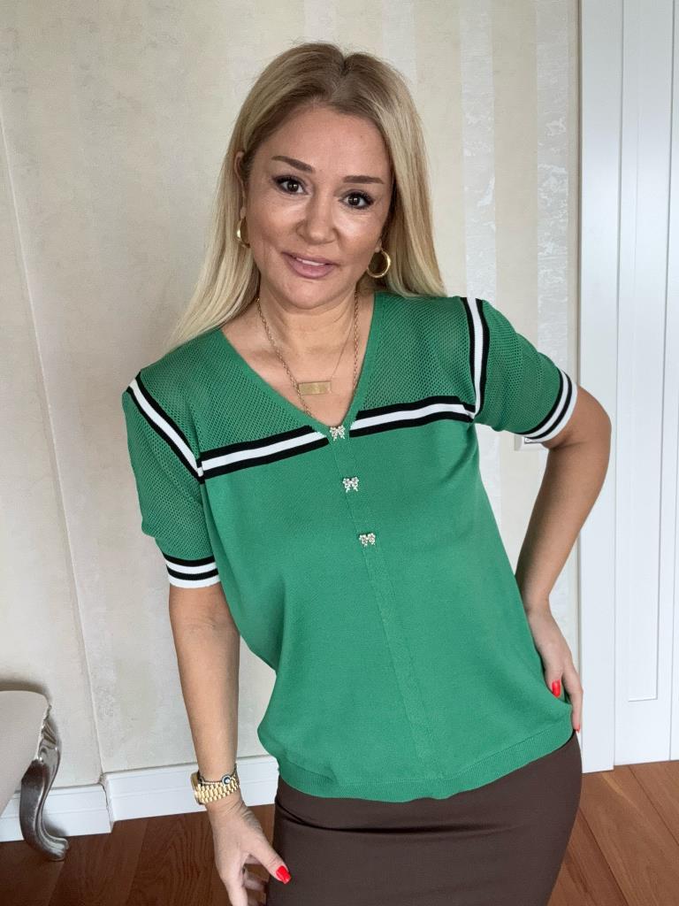 Fiyona Yeşil Büyük Beden Triko