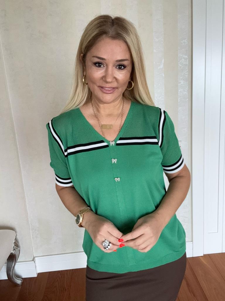 Fiyona Yeşil Büyük Beden Triko