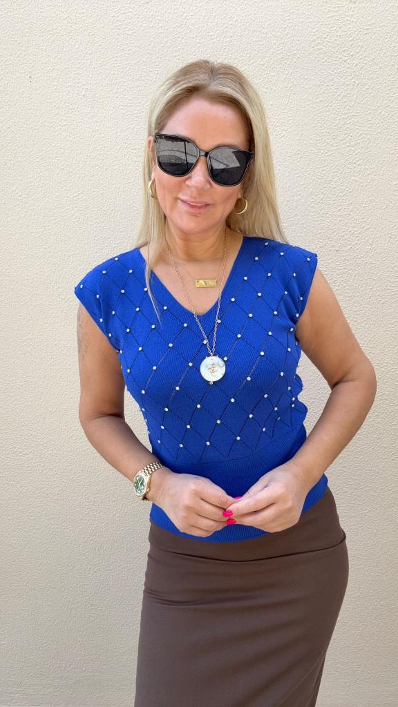 Fonde Saks Taşlı Triko