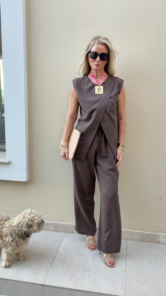 Herra Kahverengi Keten Takım