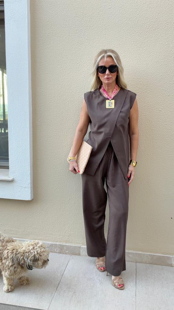 Herra Kahverengi Keten Takım