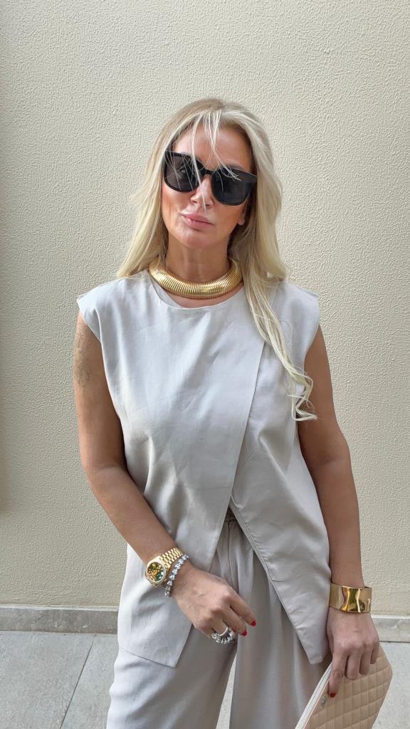 Herra Taş Rengi Keten Takım