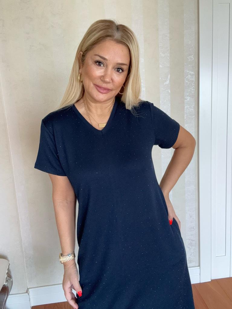 Jasse Lacivert Taşlı Elbise