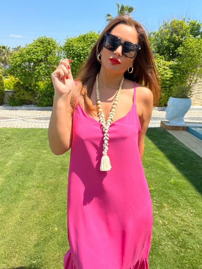 Jelani Kadın Fuşya Midi Elbise