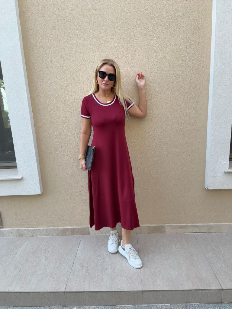 Lige Bordo Elbise