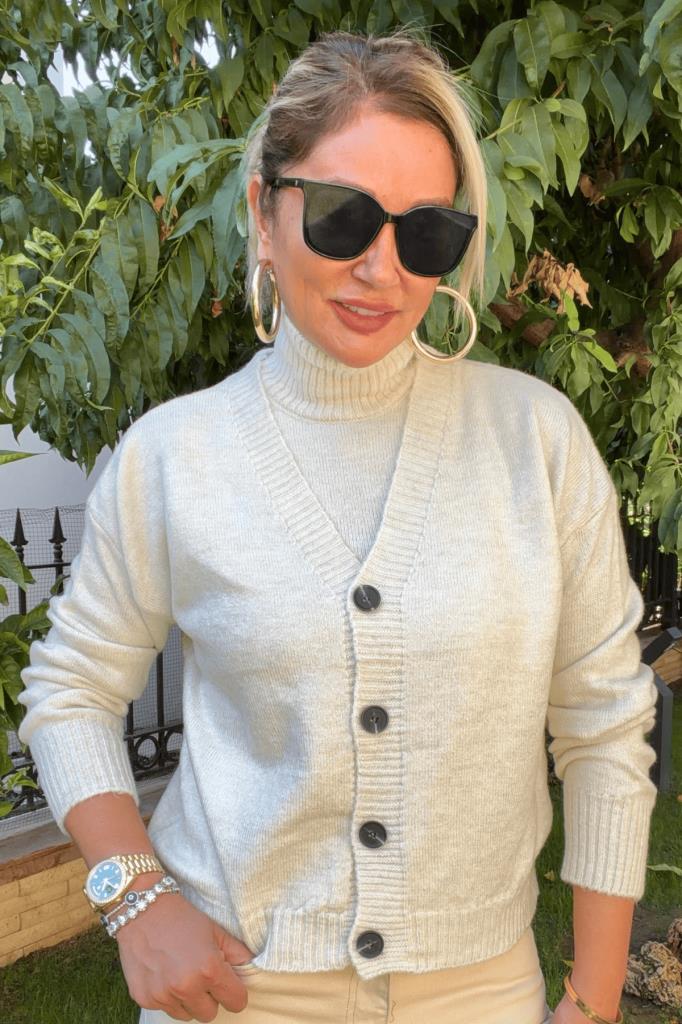 Marcella Triko Hırka & Balıkçı Yaka Atlet Takım Taş