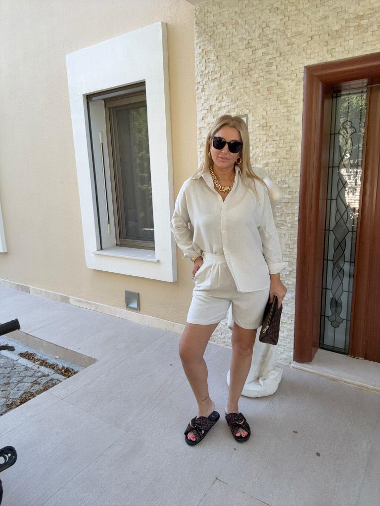 Meka Taş Rengi Şortlu Takım