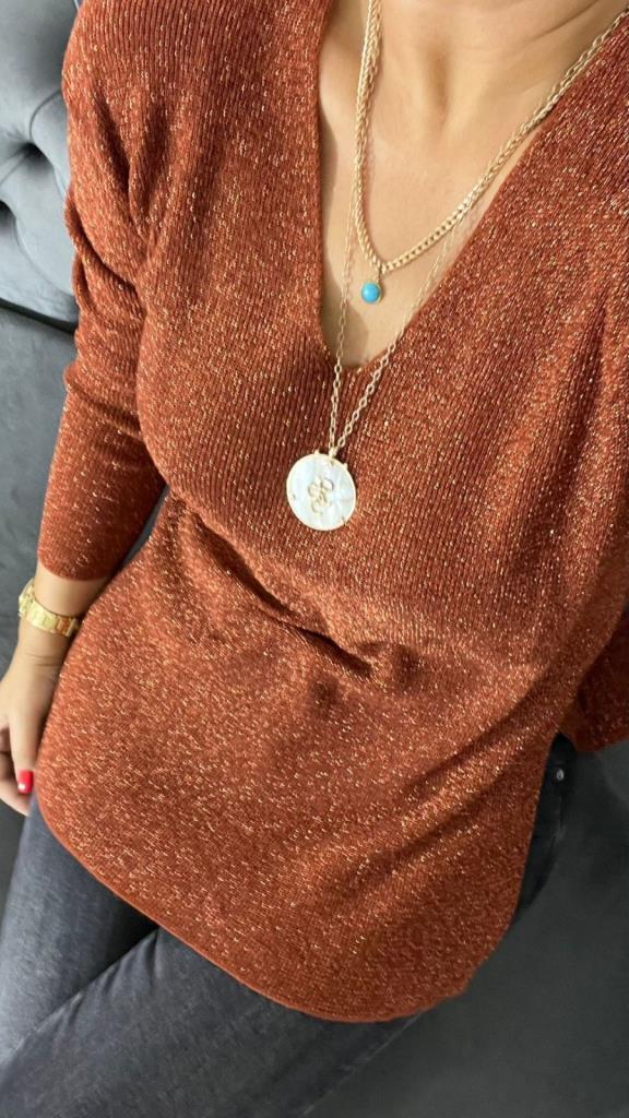 Melna Kadın Bakır Simli Triko