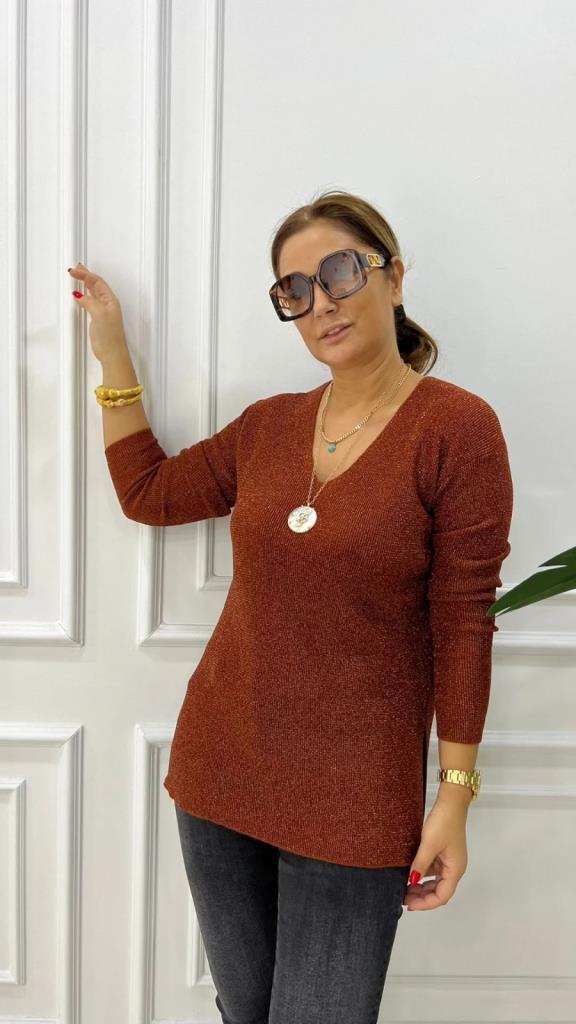 Melna Kadın Bakır Simli Triko