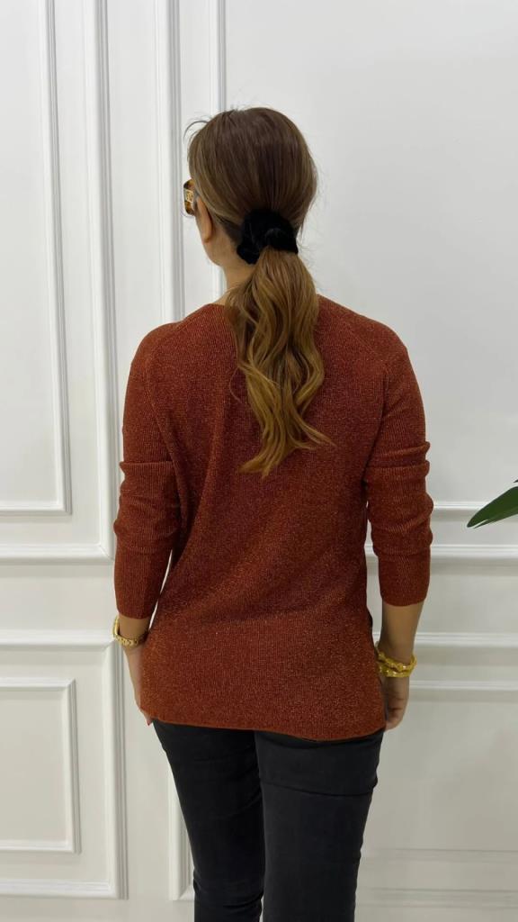 Melna Kadın Bakır Simli Triko