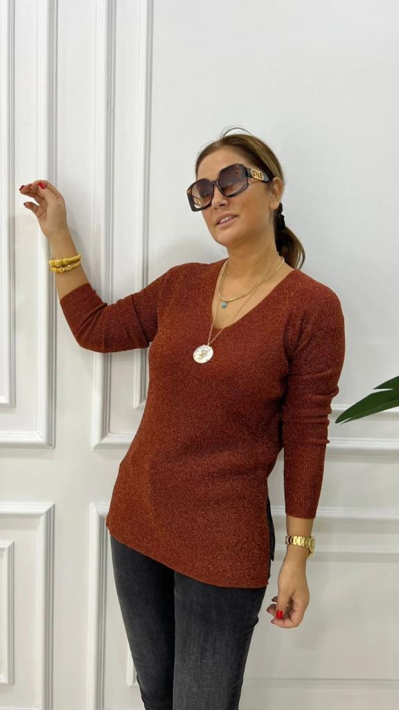 Melna Kadın Bakır Simli Triko