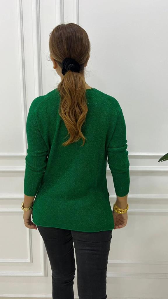 Melna Kadın Yeşil Simli Triko