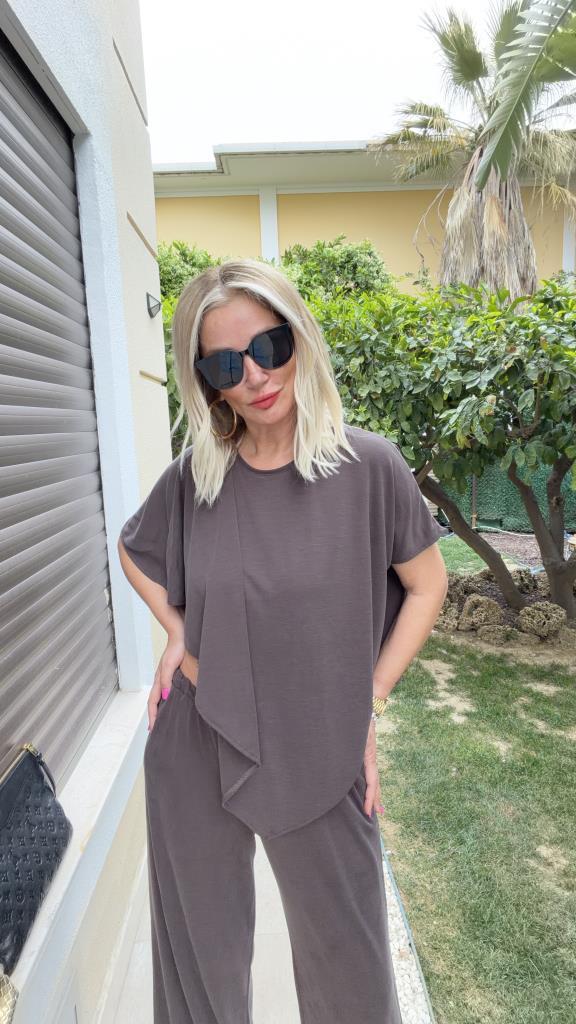 Mia Pelerin Takım Kahve