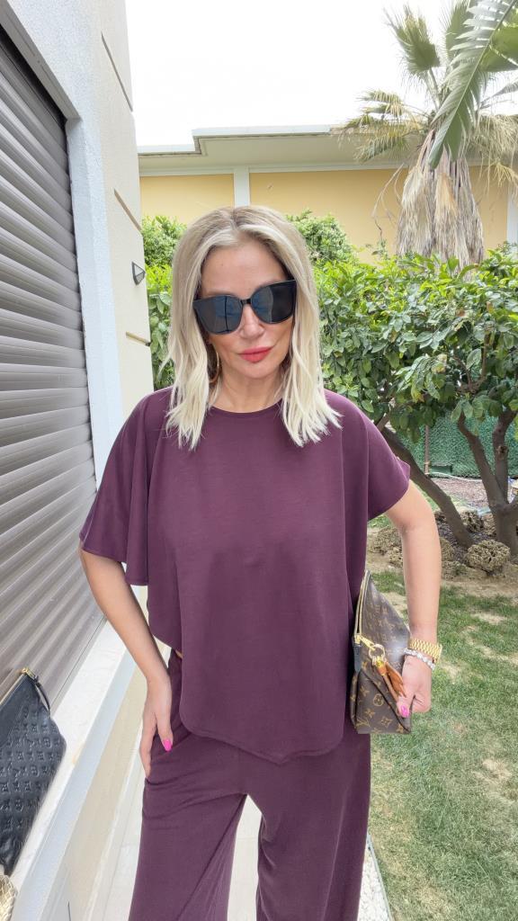 Mia Pelerinli Takım Bordo
