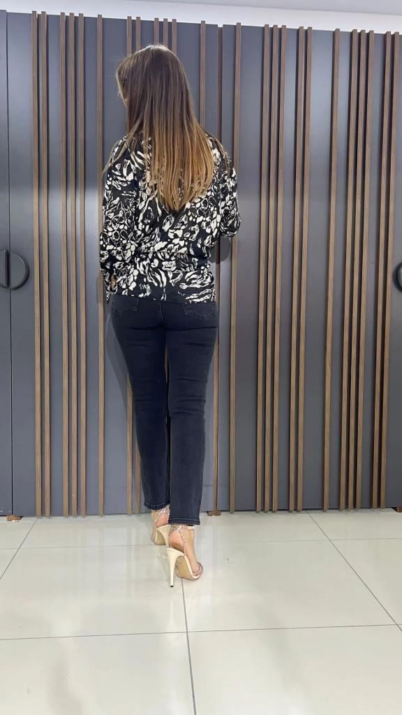 Mote Kadın Koyu Füme Jean