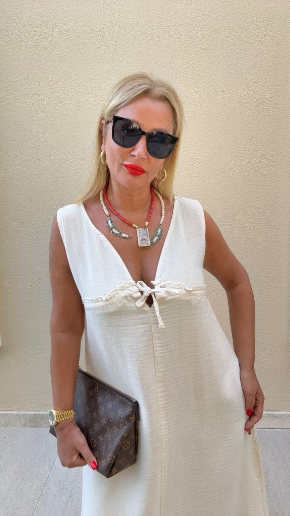 Omgi Taş Rengi Elbise