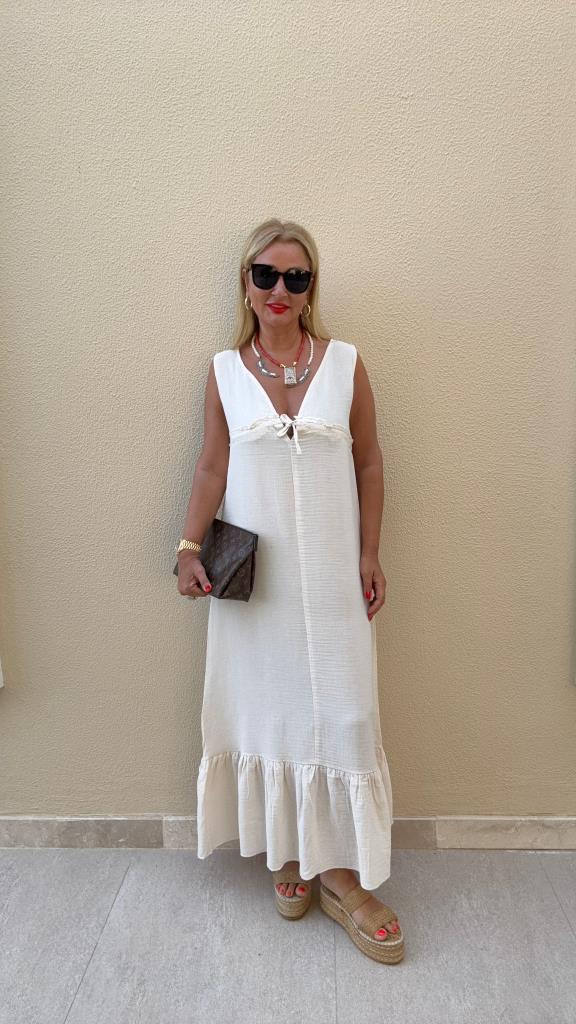 Omgi Taş Rengi Elbise