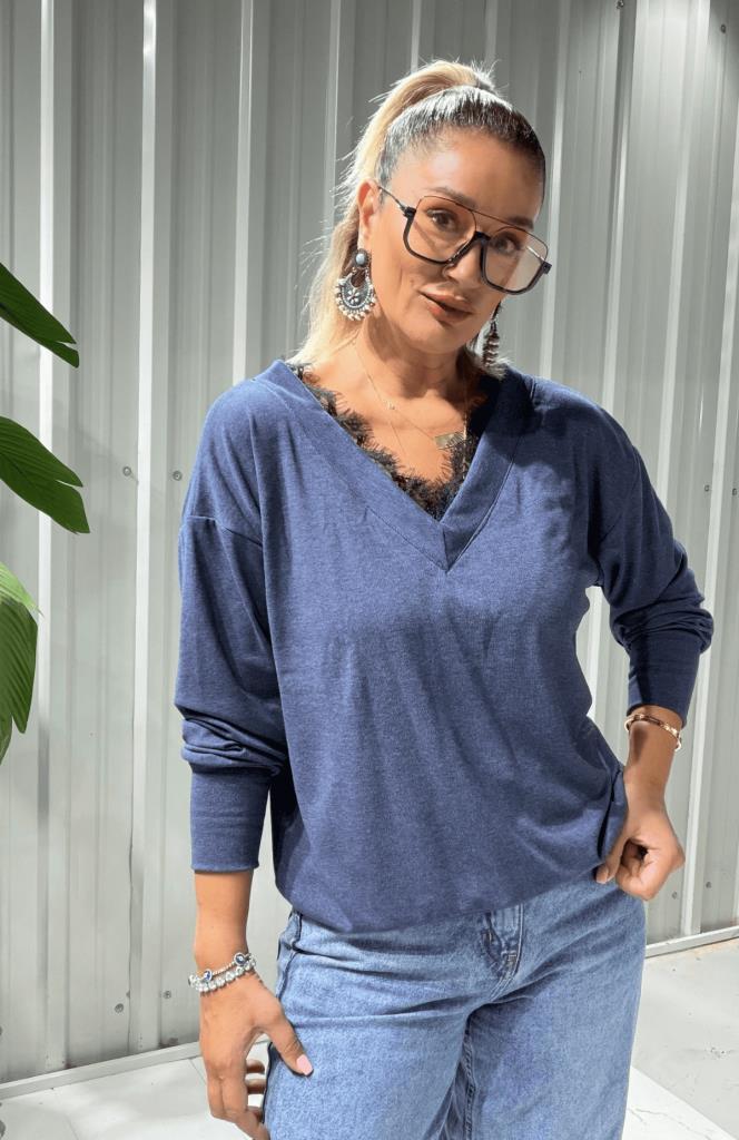 Paris Lace Dantelli Modal Triko Lacivert