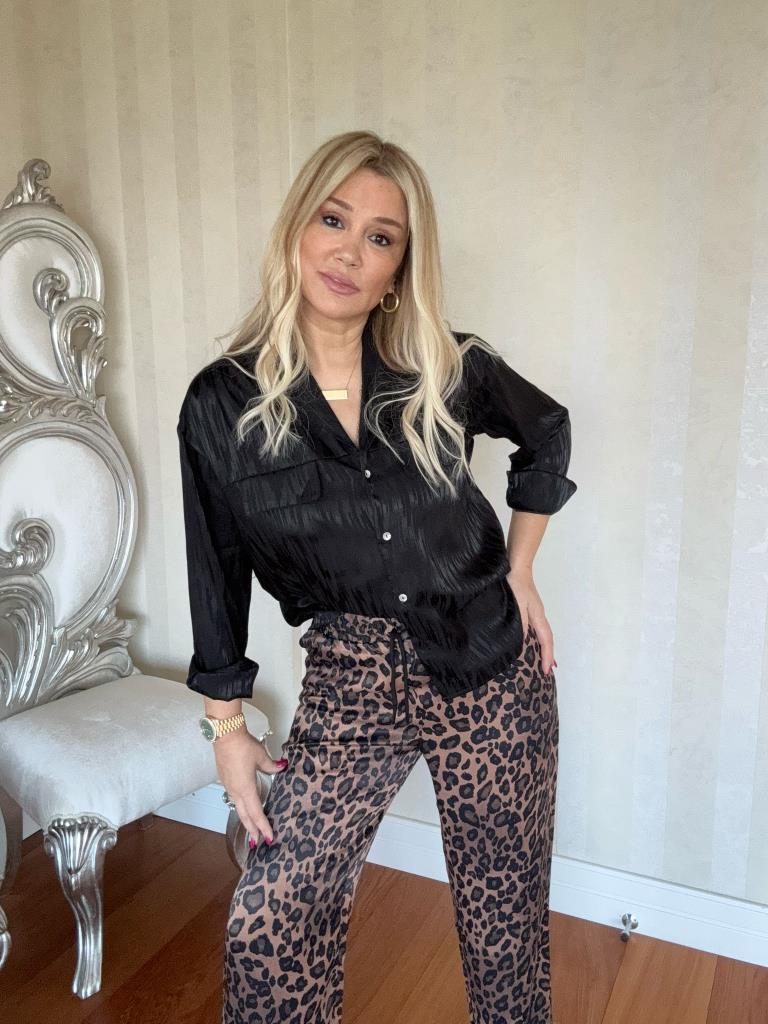 Ricky Kahve Leopar Pantolon