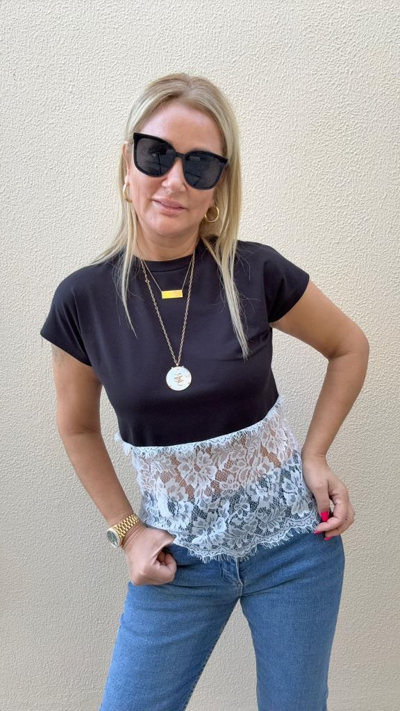 Şelwa Siyah Dantelli Basic