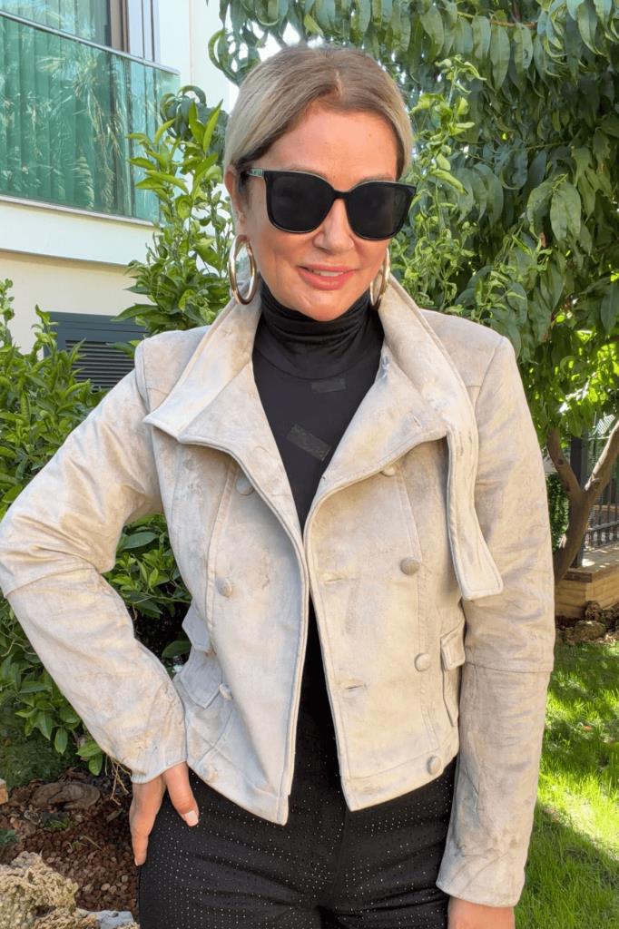 Sylvie Süet Slim Fit Mont Bej