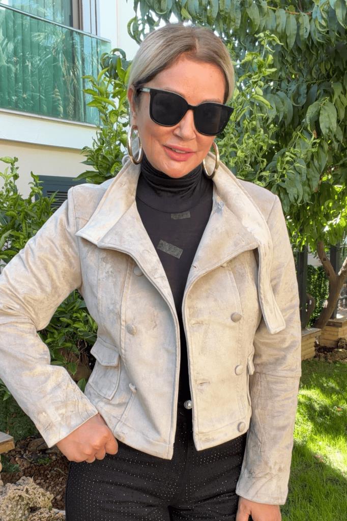 Sylvie Süet Slim Fit Mont Bej
