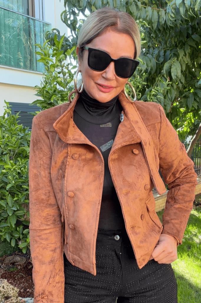 Sylvie Süet Slim Fit Mont Camel
