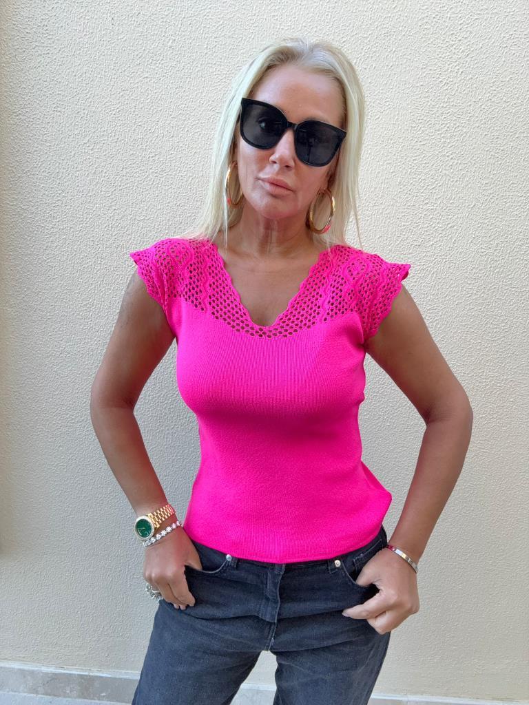 Tilda Fuşya Ajurlu Triko