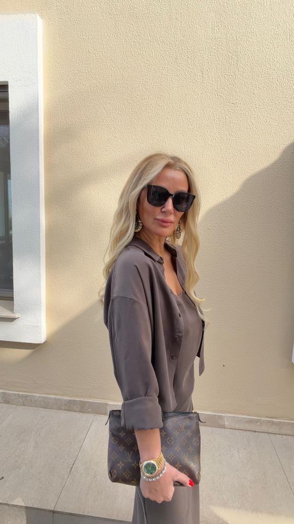 Urban Kahve Gömlekli Elbise Set