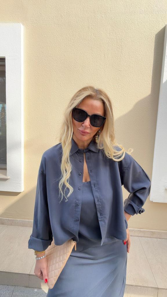 Urban Layer İndigo Gömlekli Elbise Set