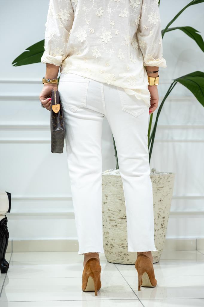 Wiens Kadın Beyaz Paça Kesik Kot Pantolon